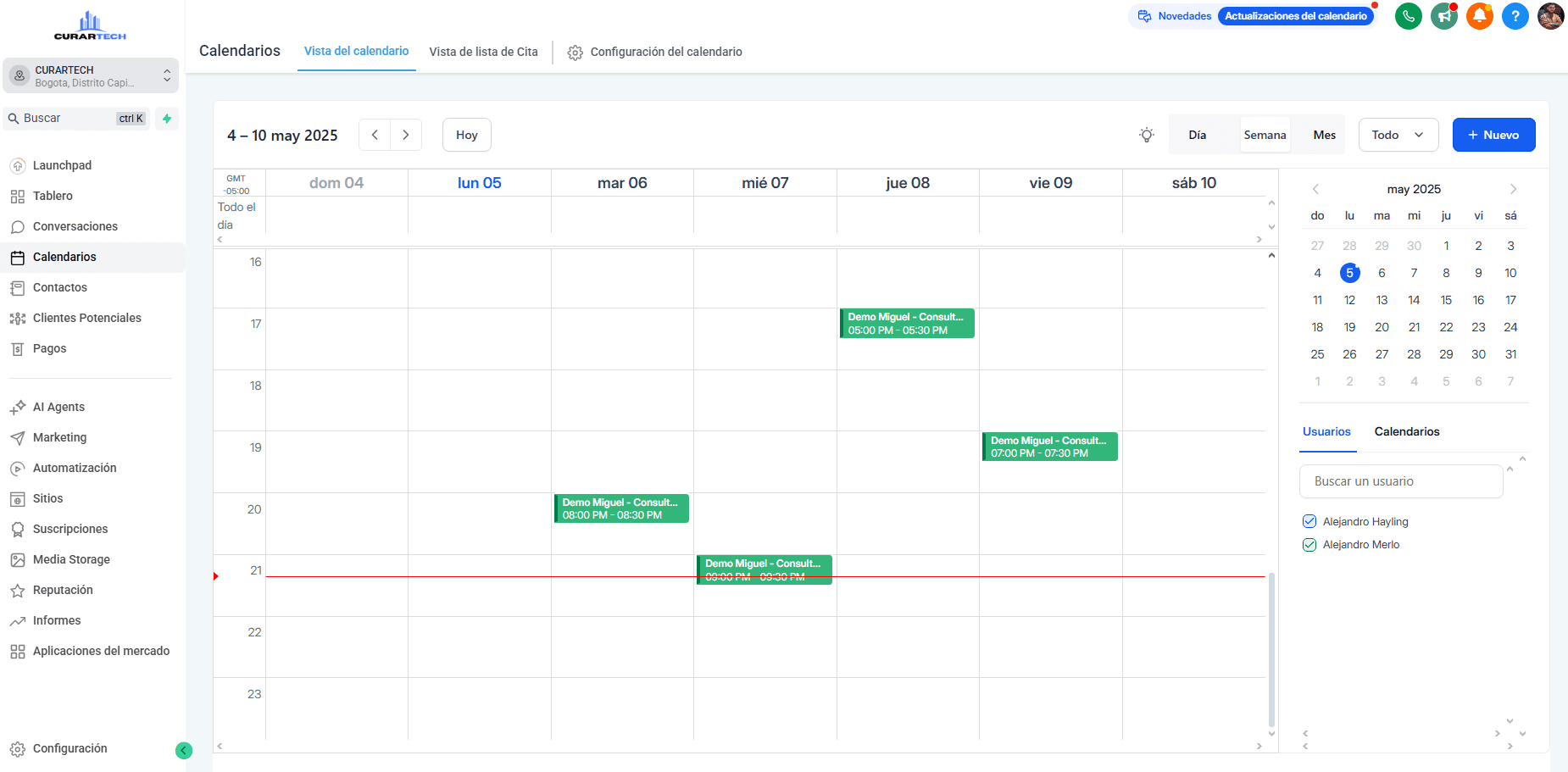 curartech - Gestión de Calendario